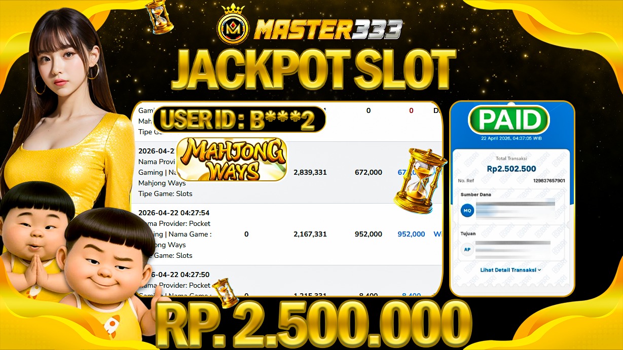 JACKPOT Rp 2.500.000 JUTA DIMASTER333 LANGSUNG DI BAYAR LUNAS